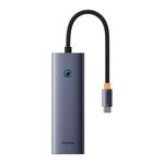 Baseus Flite Series 4 in 1 USB-C / Type-C a USB 3.0x3 + adattatore HUB RJ45, lunghezza cavo: 23 cm (grigio siderale)