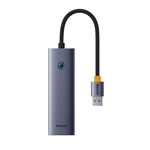 Adattatore HUB Baseus Flite serie 4 in 1 da USB-A a USB 3.0x4 (grigio siderale)