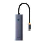 Adattatore HUB Baseus Flite serie 4 in 1 da USB-C/tipo-C a USB 3.0x4 (grigio siderale)