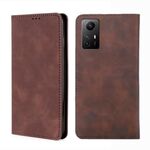 Custodia in pelle magnetica per Xiaomi Redmi Note 12S 4G Skin Feel (marrone scuro)