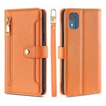 Per Nokia C02 TA-1522 Lite Custodia per cellulare in pelle a portafoglio con cerniera a forma di pecora (arancione)