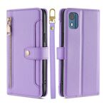 Per Nokia C02 TA-1522 Lite Custodia per cellulare in pelle a portafoglio con cerniera a forma di pecora (viola)