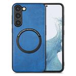 Per Samsung Galaxy S22 5G Custodia posteriore in pelle tinta unita per telefono (blu)