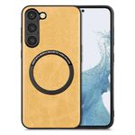 Per Samsung Galaxy S22+ 5G Custodia per cellulare con cover posteriore in pelle tinta unita (gialla)