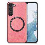 Per Samsung Galaxy S22+ 5G Custodia per telefono con cover posteriore in pelle tinta unita (rosa)