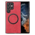 Per Samsung Galaxy S22 Ultra 5G Custodia posteriore in pelle tinta unita per telefono (rosso)