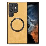 Per Samsung Galaxy S22 Ultra 5G Custodia posteriore in pelle tinta unita per telefono (gialla)