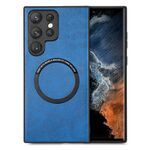 Per Samsung Galaxy S22 Ultra 5G Custodia per telefono in pelle tinta unita con cover posteriore (blu)