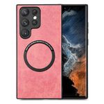 Per Samsung Galaxy S22 Ultra 5G Custodia per telefono in pelle tinta unita con cover posteriore (rosa)