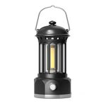 Lampada da campeggio portatile COB ricaricabile Lampada da tenda per atmosfera Lampada retrò, dimensioni: grande nero