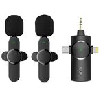 Microfono wireless Lavalier One by Two 3 in 1 con riduzione del rumore per iPhone/iPad/Android/fotocamera
