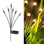 Luci a lucciola solari Luci da giardino impermeabili per esterni da giardino di Natale, colore: 6 luci calde a testa