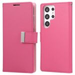 Per Samsung Galaxy S23 Ultra 5G GOOSPERY RICH DIARY Custodia in pelle per telefono Crazy Horse Texture (rosa rossa)