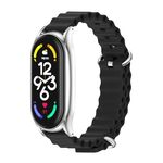 Per Xiaomi Mi Band 7/7 NFC MIJOBS PLUS Cinturino per orologio traspirante in silicone marino (argento nero)