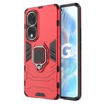 Custodia antiurto per PC + TPU per Honor 80 Pro con supporto per anello magnetico (rosso)