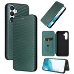 Per Samsung Galaxy A54 5G Custodia per cellulare in pelle con texture in fibra di carbonio (verde)