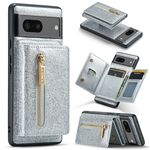 Per Google Pixel 7 DG.MING Serie M3 Custodia in pelle per borsa con carta in polvere glitterata (argento)