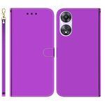 Per OPPO A58 custodia in pelle con superficie a specchio imitata (viola)