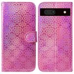 Per Google Pixel 7a Custodia per telefono in pelle con fibbia magnetica colorata (rosa)