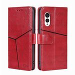 Per Fujitsu Arrows N F-51C Custodia per cellulare in pelle con cuciture geometriche orizzontali (rosso)