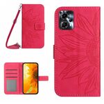 Per Motorola Moto G23 4G/G13 4G HT04 Skin Feel Sun Flower Custodia in pelle con flip in rilievo con cordino (rosa rossa)