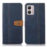 Per Motorola Moto G53 5G / G23 / G13 Custodia per telefono in pelle con trama di vitello con filo cucito (blu)