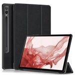 Per Samsung Galaxy Tab S9+ Custer Custodia per tablet in pelle con supporto a 3 pieghe in puro colore (nero)