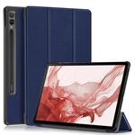 Per Samsung Galaxy Tab S9+ Custer custodia per tablet in pelle con supporto a 3 pieghe in puro colore (blu scuro)