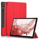 Per Samsung Galaxy Tab S9+ Custer custodia per tablet in pelle con supporto a 3 pieghe in puro colore (rosso)