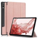 Per Samsung Galaxy Tab S9+ Custer custodia per tablet in pelle con supporto a 3 pieghe in puro colore (oro rosa)
