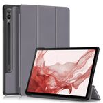 Per Samsung Galaxy Tab S9+ Custer custodia per tablet in pelle con supporto a 3 pieghe in puro colore (grigio)