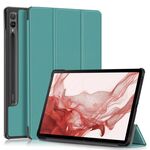 Per Samsung Galaxy Tab S9+ Custer custodia per tablet in pelle con supporto a 3 pieghe in puro colore (verde scuro)