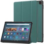 Per Amazon Fire Max 11 Custer Pure Color 3-Fold Holder Custodia per tablet in pelle intelligente (verde scuro)