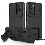 Per Samsung Galaxy S22 5G supporto stereoscopico custodia per telefono camshield scorrevole (nero)