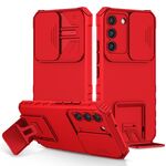 Per Samsung Galaxy S22 5G Supporto stereoscopico Custodia per telefono con camshield scorrevole (rosso)