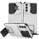 Per Samsung Galaxy S22+ 5G Supporto stereoscopico Custodia scorrevole per telefono Camshield (bianca)