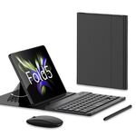 Custodia in pelle per tastiera Bluetooth con regolazione dell'ingranaggio GKK per Samsung Galaxy Z Fold5 con penna + tastiera + mouse + custodia (nero)
