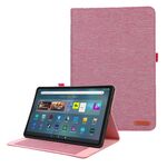 Custodia per tablet Amazon Fire Max 11 in pelle e tessuto (rosa rossa)
