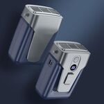 Ventilatore a collo appeso senza foglie a vita alta portatile da esterno con funzione di alimentazione (Time Wind Blue)