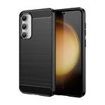 Per Samsung Galaxy S23 FE Custodia per telefono TPU in fibra di carbonio con trama spazzolata (nero)