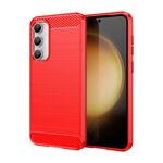 Per Samsung Galaxy S23 FE Custodia per cellulare in TPU spazzolato in fibra di carbonio (rosso)