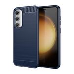Per Samsung Galaxy S23 FE Custodia per telefono in fibra di carbonio spazzolata con trama spazzolata (blu)