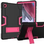 Per Samsung Galaxy Tab A8 Custodia per tablet PC ibrida in silicone con robot a colori a contrasto con supporto (nero rosa rossa)
