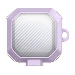 Per Samsung Buds Live / Buds2 / Pro / 2Pro TPU + PC Custodia protettiva per auricolari wireless in fibra di carbonio trasparente con interruttore (viola)