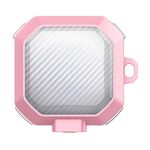 Per Samsung Buds Live / Buds2 / Pro / 2Pro TPU + PC Custodia protettiva per auricolari wireless in fibra di carbonio trasparente con interruttore (rosa)