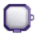 Per Samsung Buds Live / Buds2 / Pro / 2Pro TPU + PC Custodia protettiva per auricolari wireless in fibra di carbonio trasparente con interruttore (viola scuro)