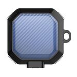 Per Samsung Buds Live / Buds2 / Pro / 2Pro TPU + PC Custodia protettiva per auricolari wireless in fibra di carbonio trasparente con interruttore (nero blu)