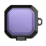 Per Samsung Buds Live / Buds2 / Pro / 2Pro TPU + PC Custodia protettiva per auricolari wireless in fibra di carbonio trasparente con interruttore (nero viola)