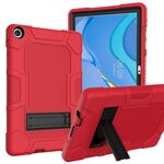 Per Huawei MatePad T 10s / T10 Custodia per tablet PC ibrida in silicone robot B3 a contrasto di colore con supporto (rosso nero)