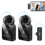 Microfono lavalier wireless PULUZ per iPhone/iPad, ricevitore a 8 pin e doppio microfono (nero)